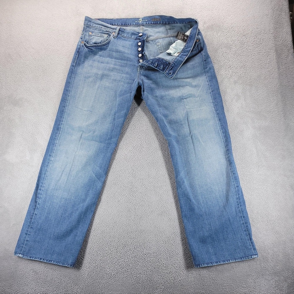 7 For All Mankind Jeans Mens 40x32 Blue Relaxed Straight Light Wash Denim USA